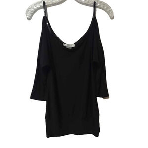 Charlotte Russe | Black Cold Shoulder 3/4 Sleeve Top Size Small